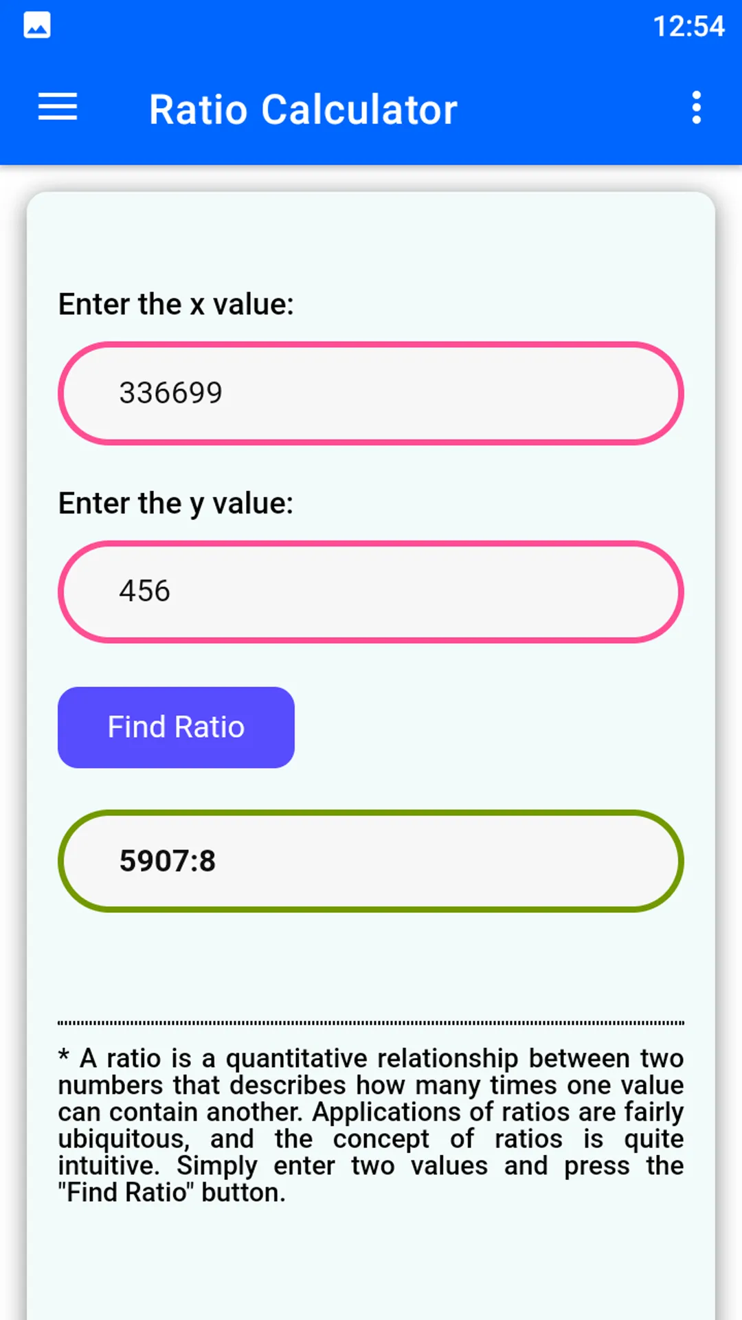 Ratio Calculator | Indus Appstore | Screenshot