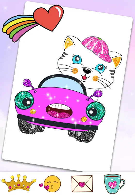 Glitter Cute Cat Coloring Book | Indus Appstore | Screenshot