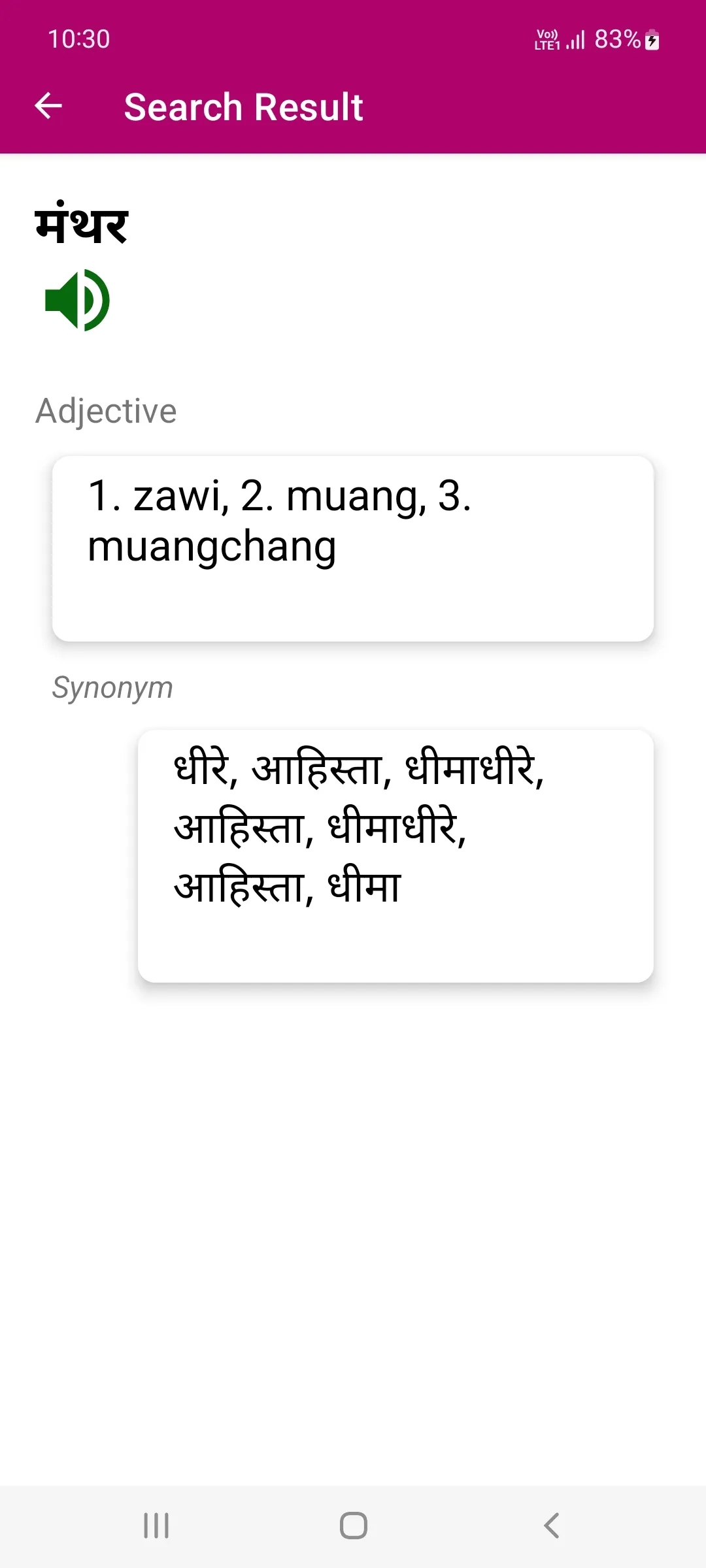 Hindi To Mizo Dictionary | Indus Appstore | Screenshot