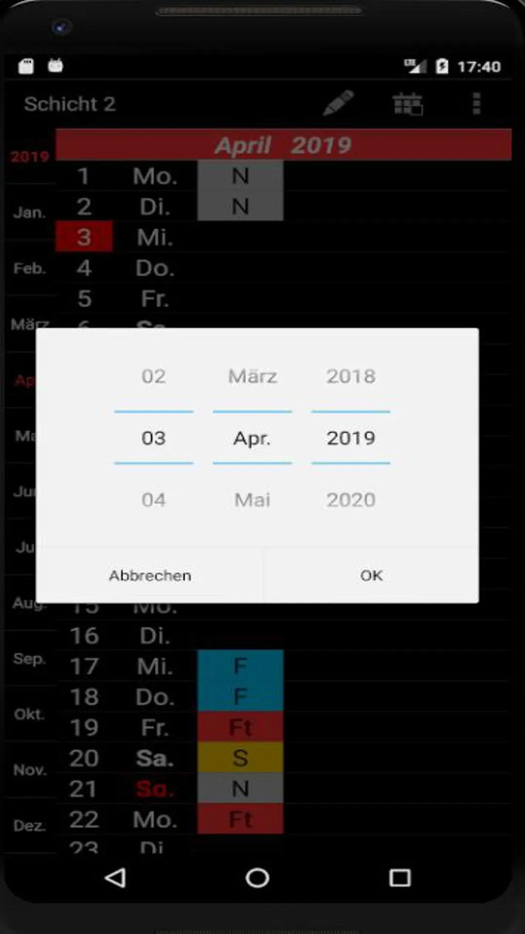 Schichtkalender | Indus Appstore | Screenshot