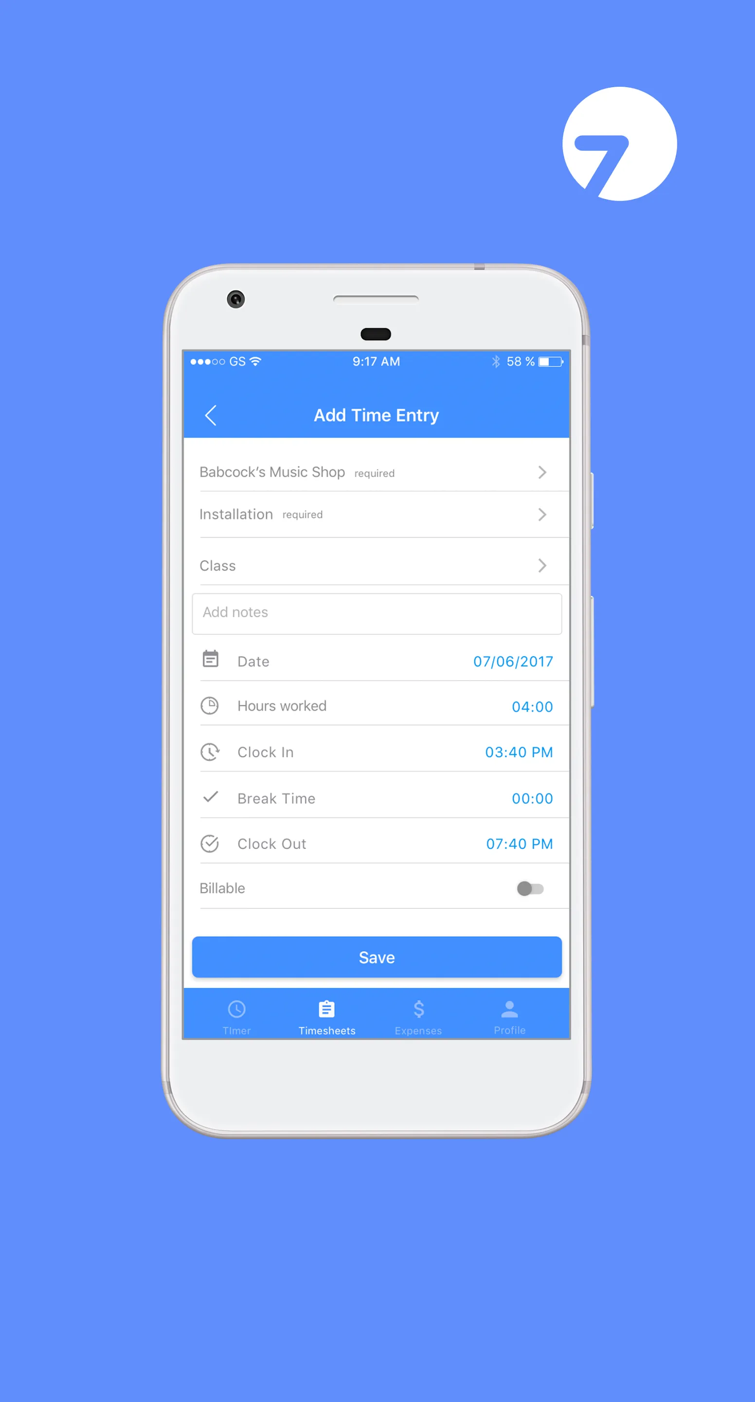 Minute7 - Time & Expense Track | Indus Appstore | Screenshot