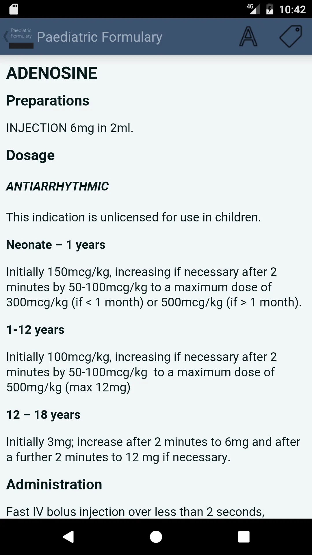 Paediatric Formulary | Indus Appstore | Screenshot