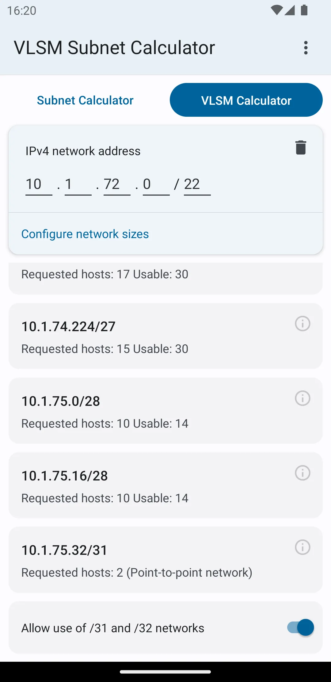 VLSM / CIDR Subnet Calculator | Indus Appstore | Screenshot