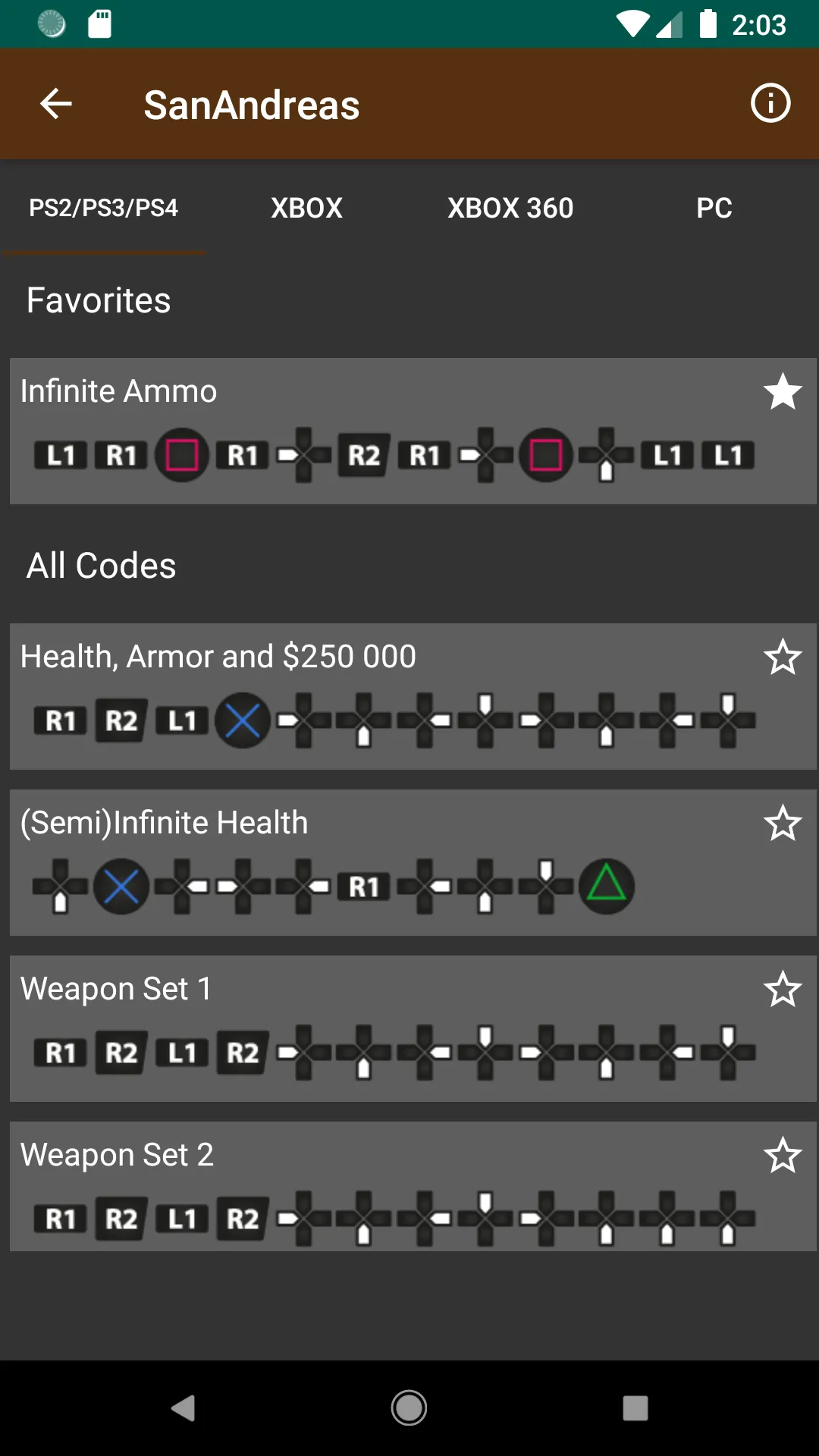 Cheat Codes for Games (Console | Indus Appstore | Screenshot