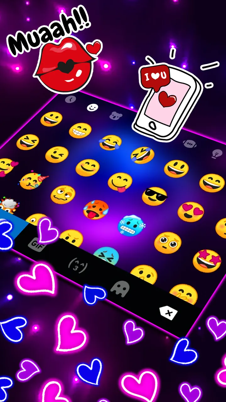 Neon Heart Gravity Keyboard Ba | Indus Appstore | Screenshot