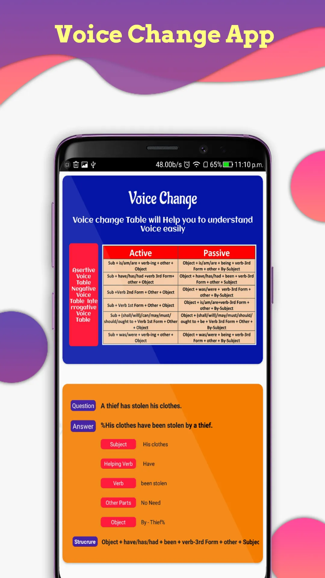 passive voice converter | Indus Appstore | Screenshot