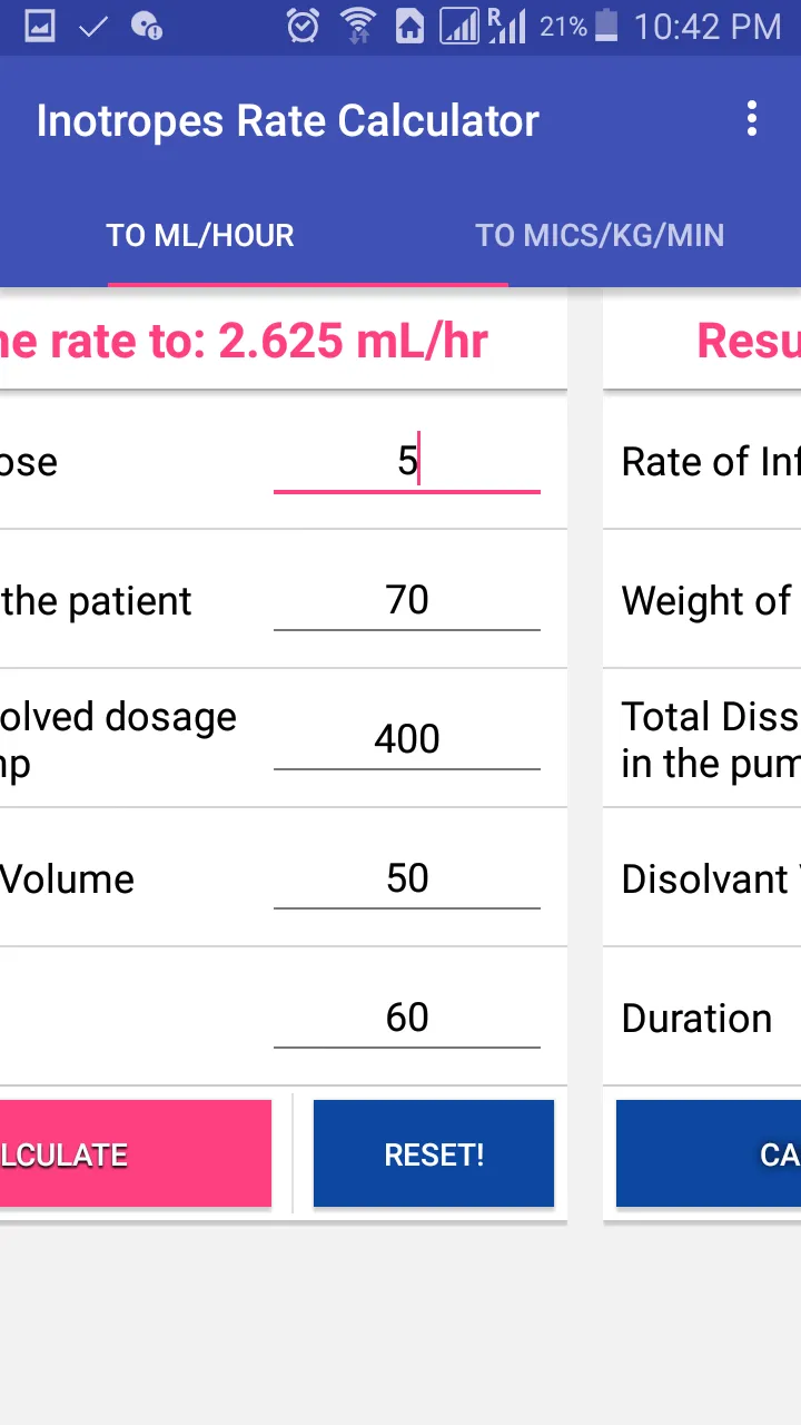 Inotropes Rate Calculator | Indus Appstore | Screenshot