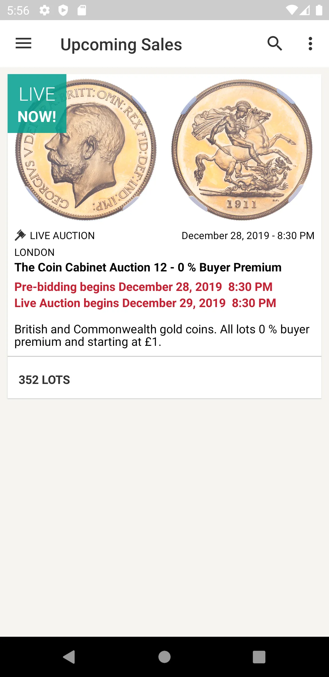 The Coin Cabinet Auctions | Indus Appstore | Screenshot