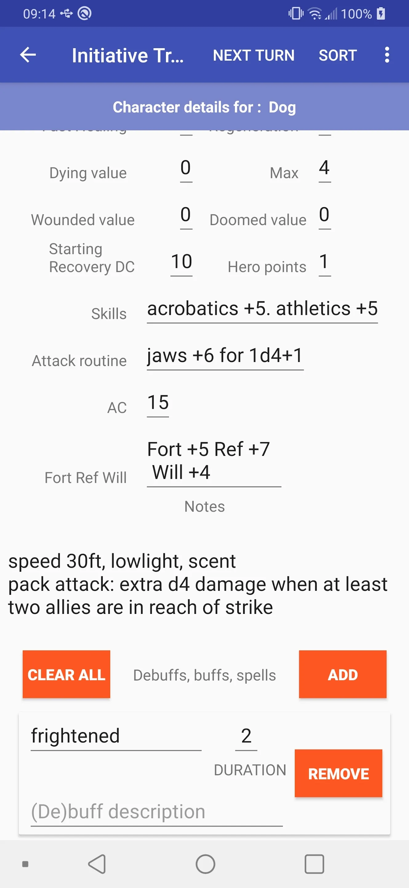 Pathfinder 2 Combat Tracker | Indus Appstore | Screenshot