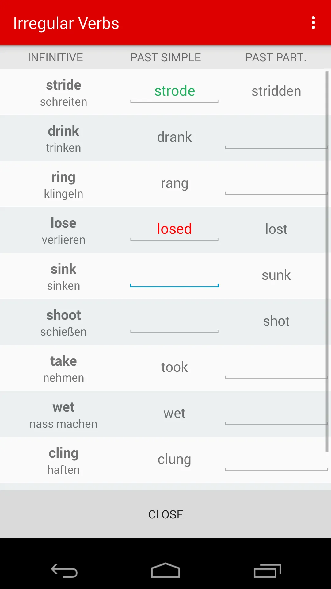 Irregular Verbs EnglishGrammar | Indus Appstore | Screenshot