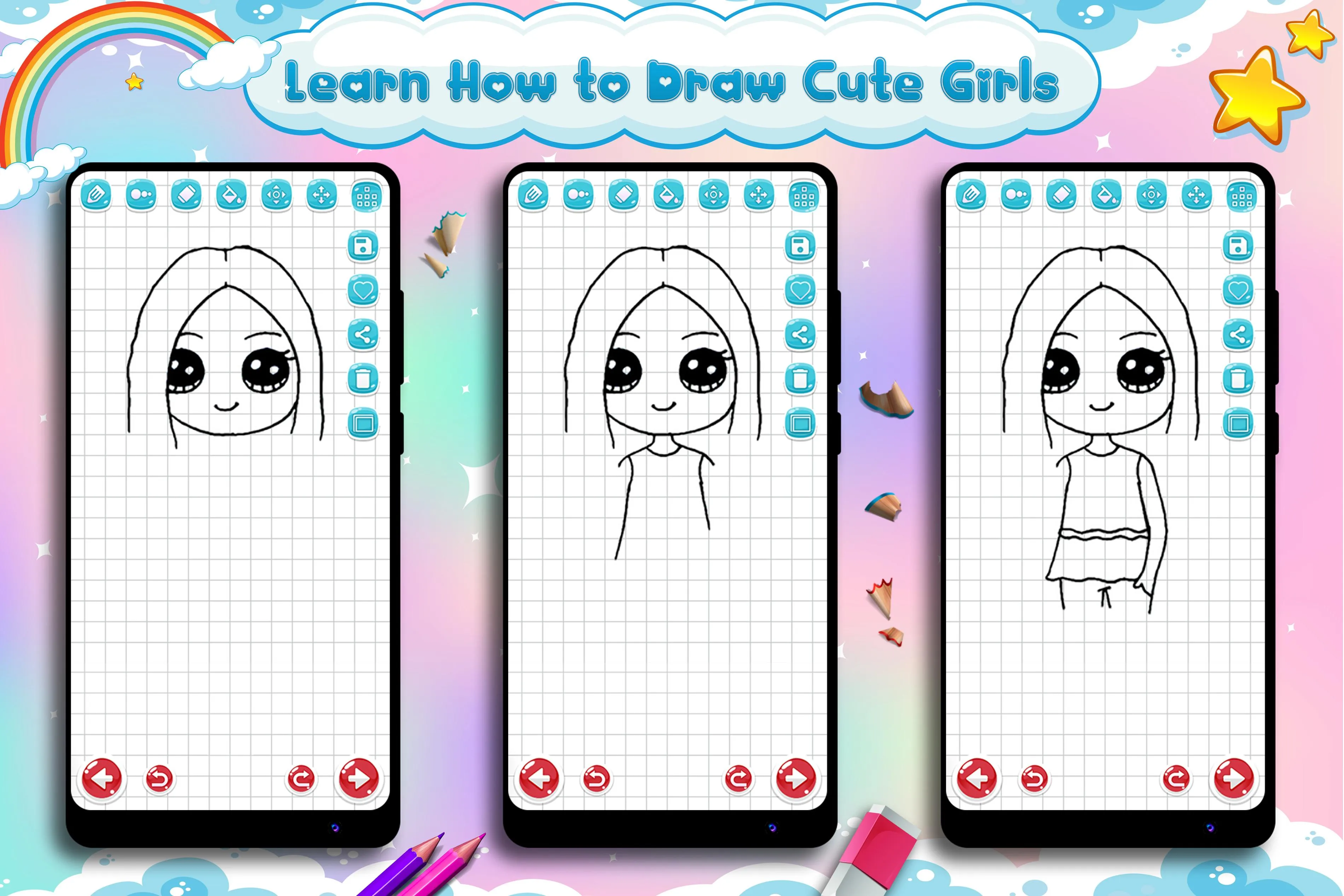 Learn to Draw Cute Girls | Indus Appstore | Screenshot