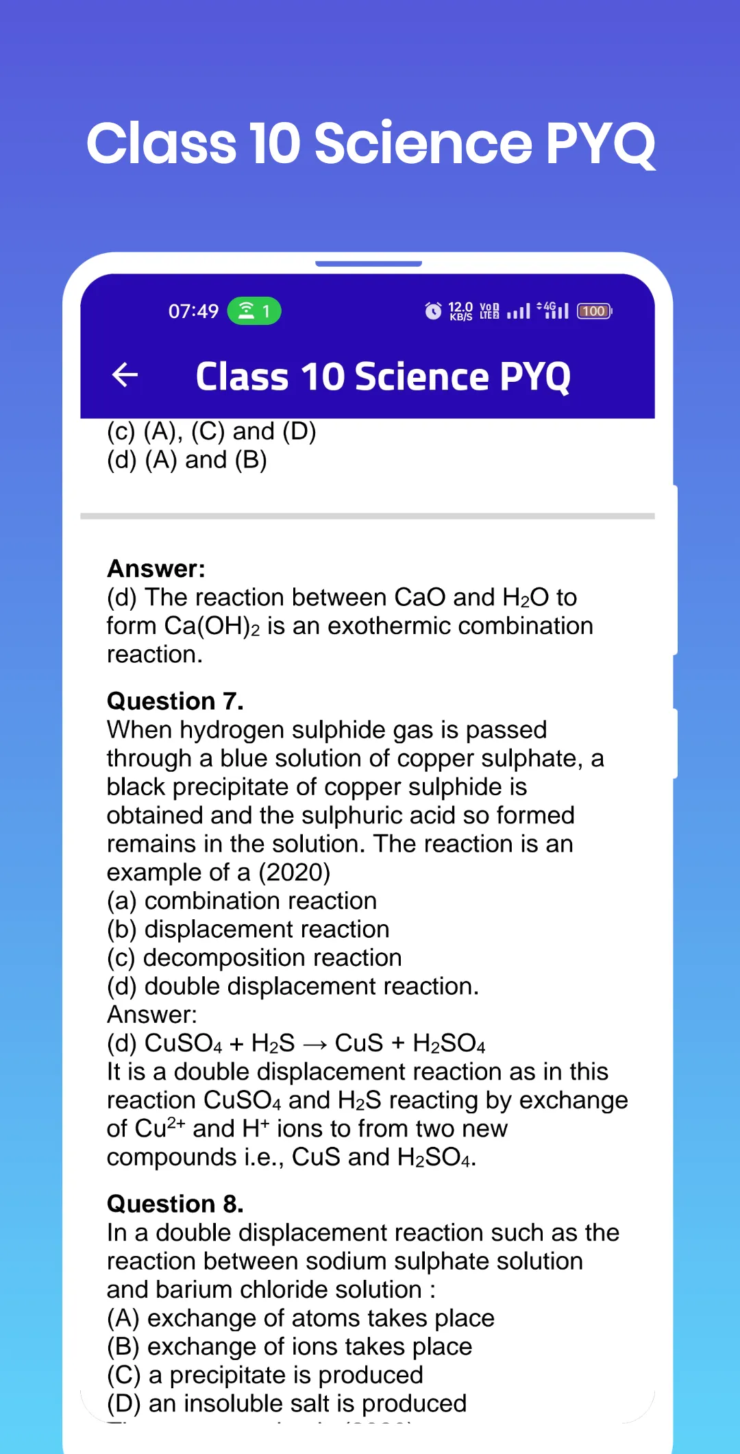 Class 10 Science PYQ | Indus Appstore | Screenshot