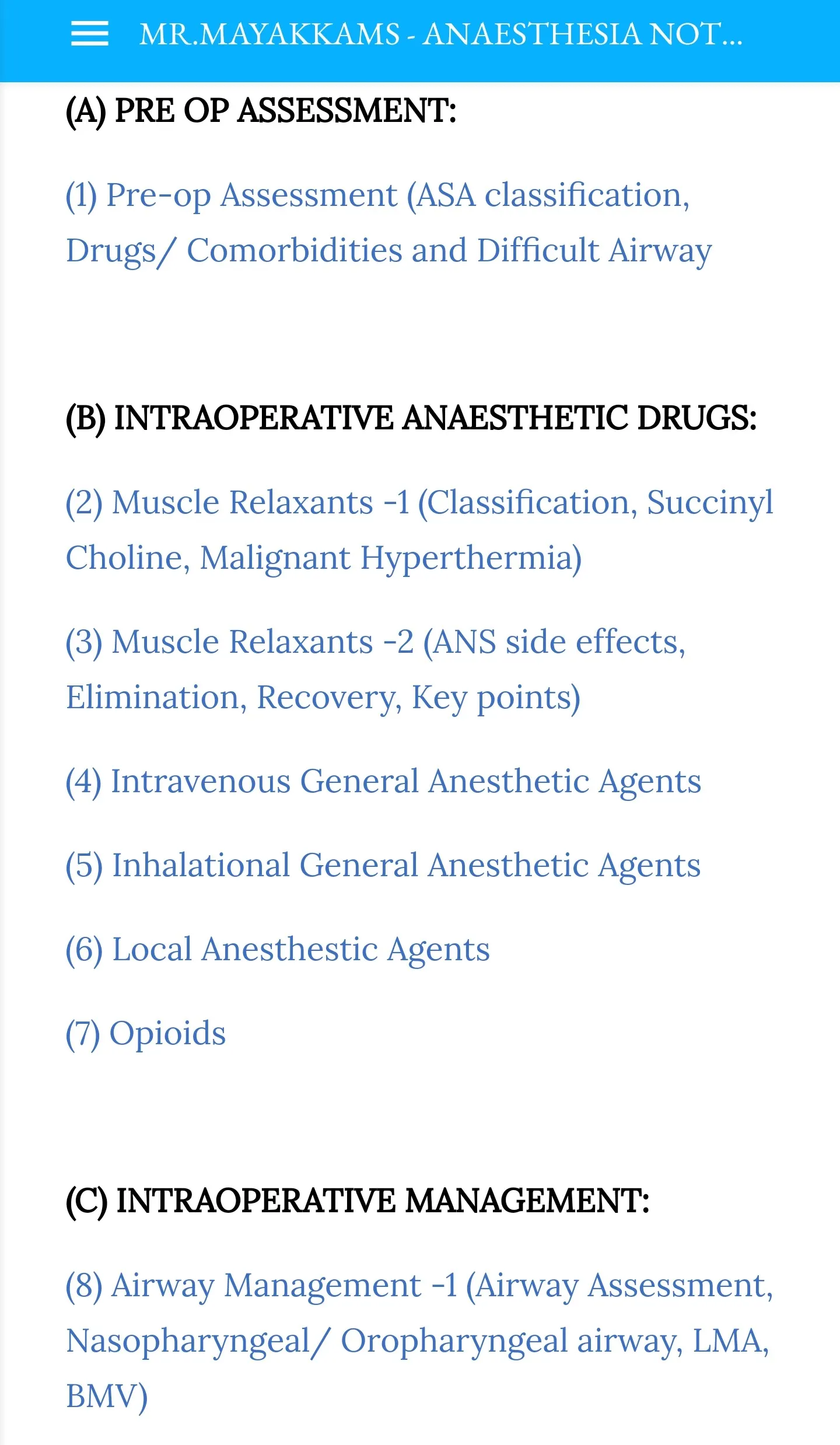 Anaesthesia Notes & Mnemonics | Indus Appstore | Screenshot