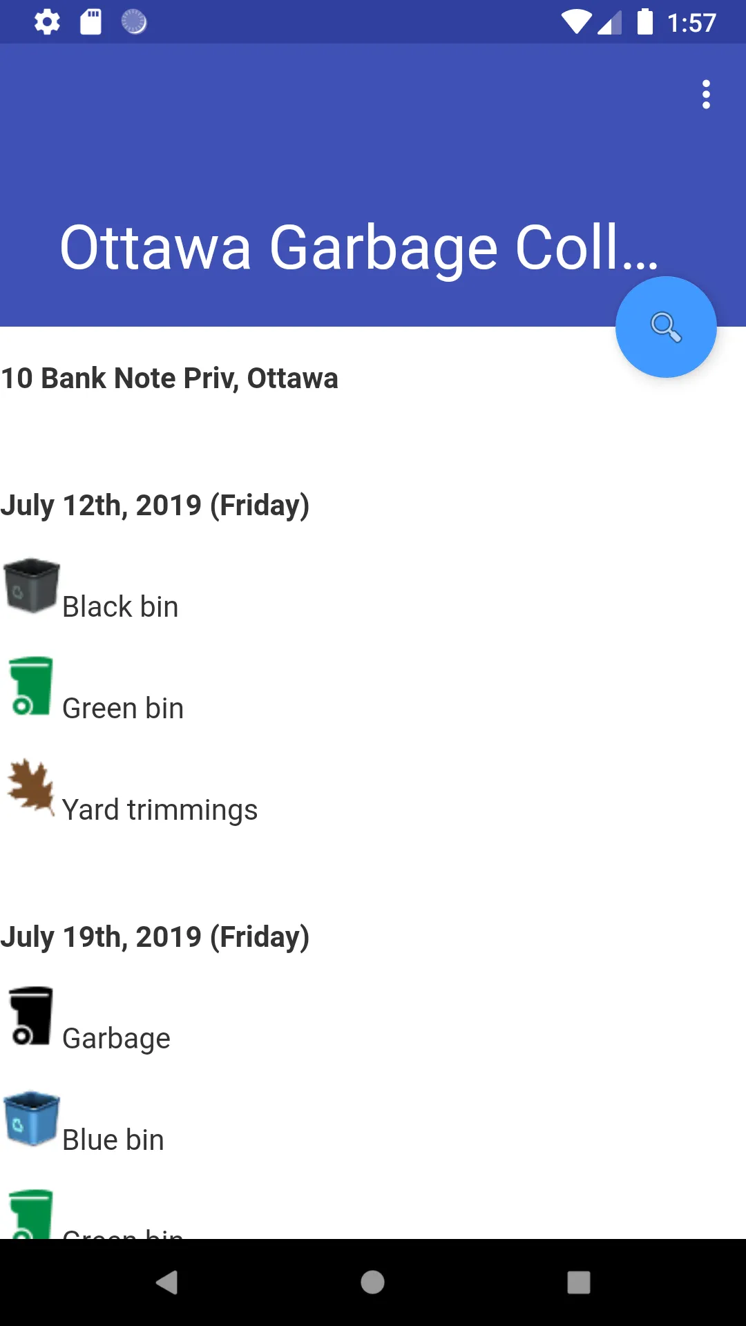 Ottawa Garbage Collection | Indus Appstore | Screenshot