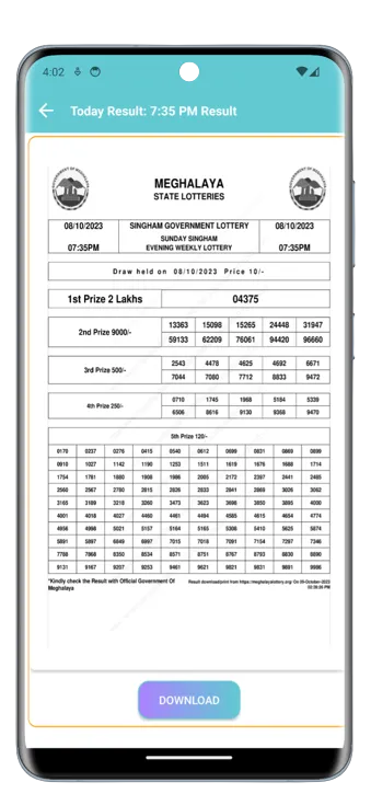 Singham Lottery Result | Indus Appstore | Screenshot