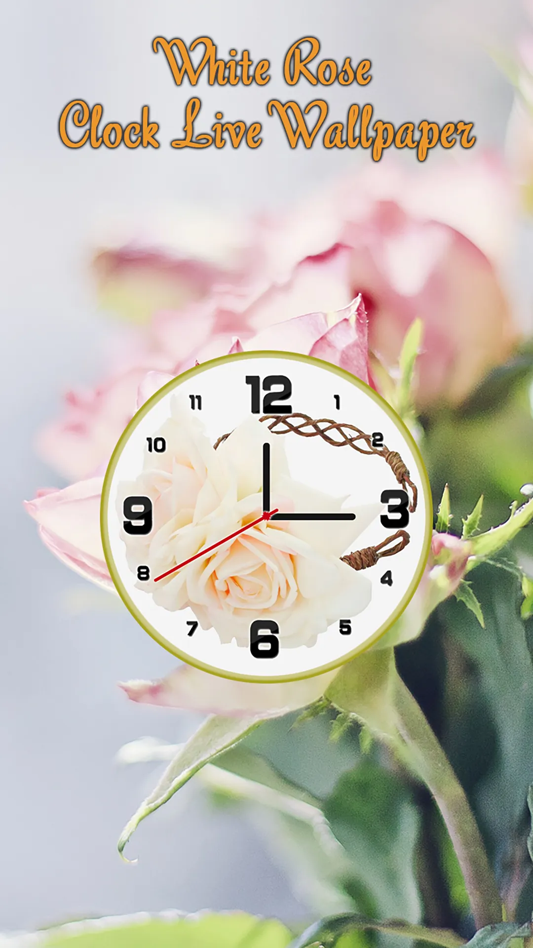 White Rose Clock Wallpaper | Indus Appstore | Screenshot