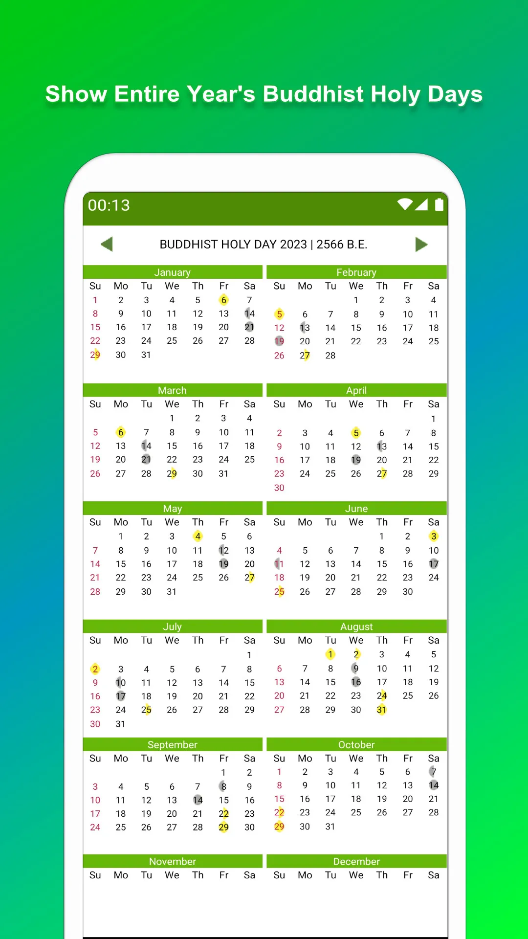 Thailand Buddhist Calendar | Indus Appstore | Screenshot