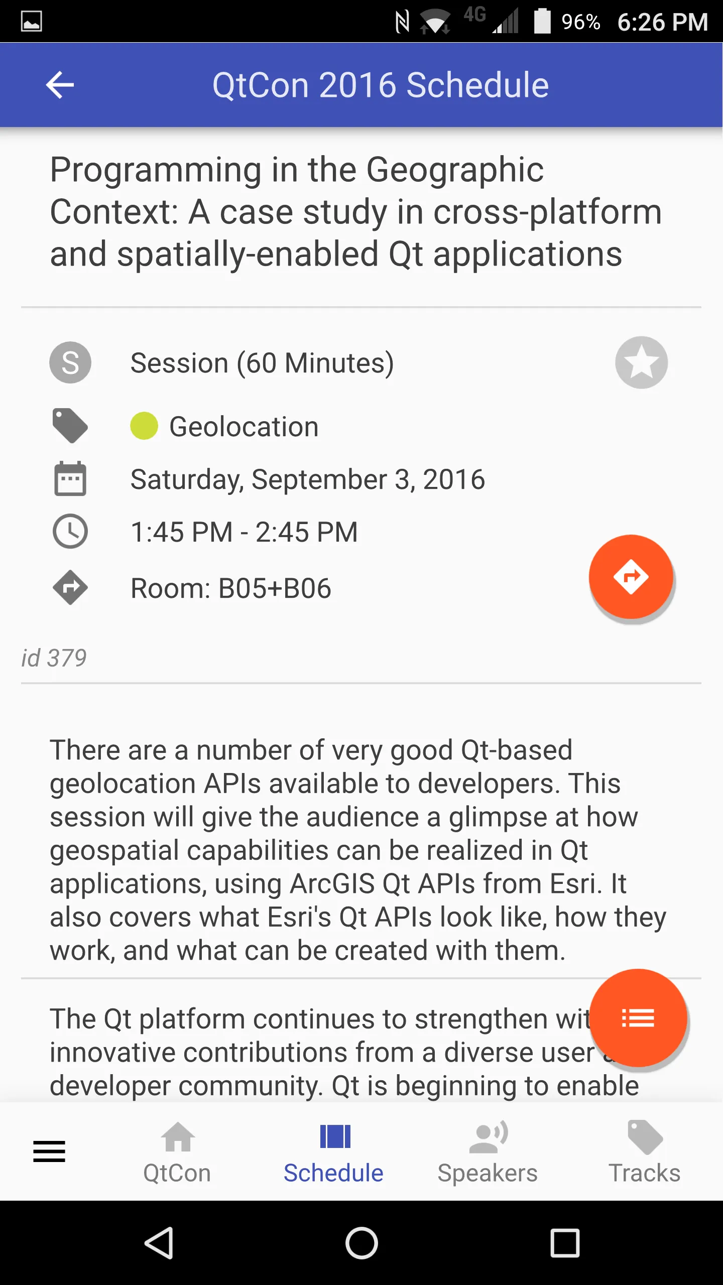 QtCon 2016 Conference App | Indus Appstore | Screenshot