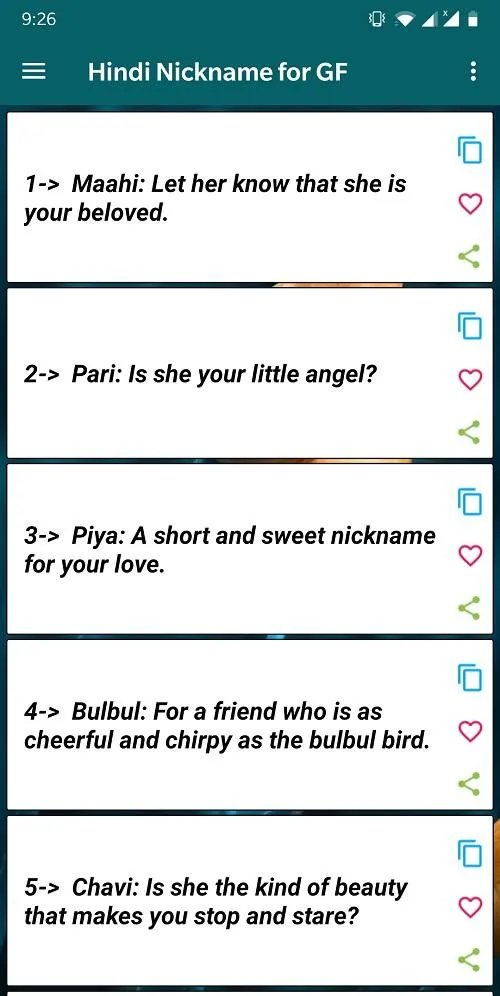 Cute Nicknames for girlfriend | Indus Appstore | Screenshot