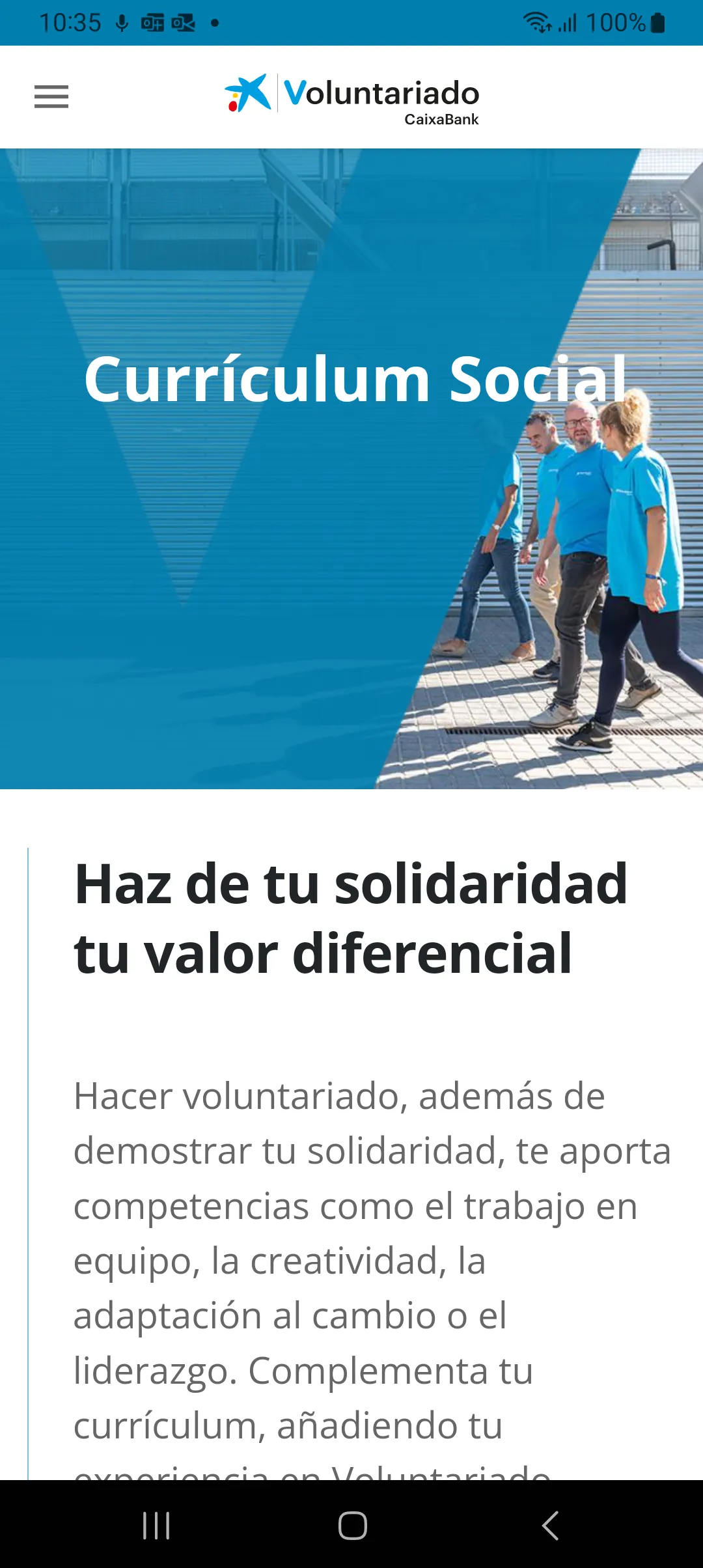 Voluntariado CaixaBank | Indus Appstore | Screenshot