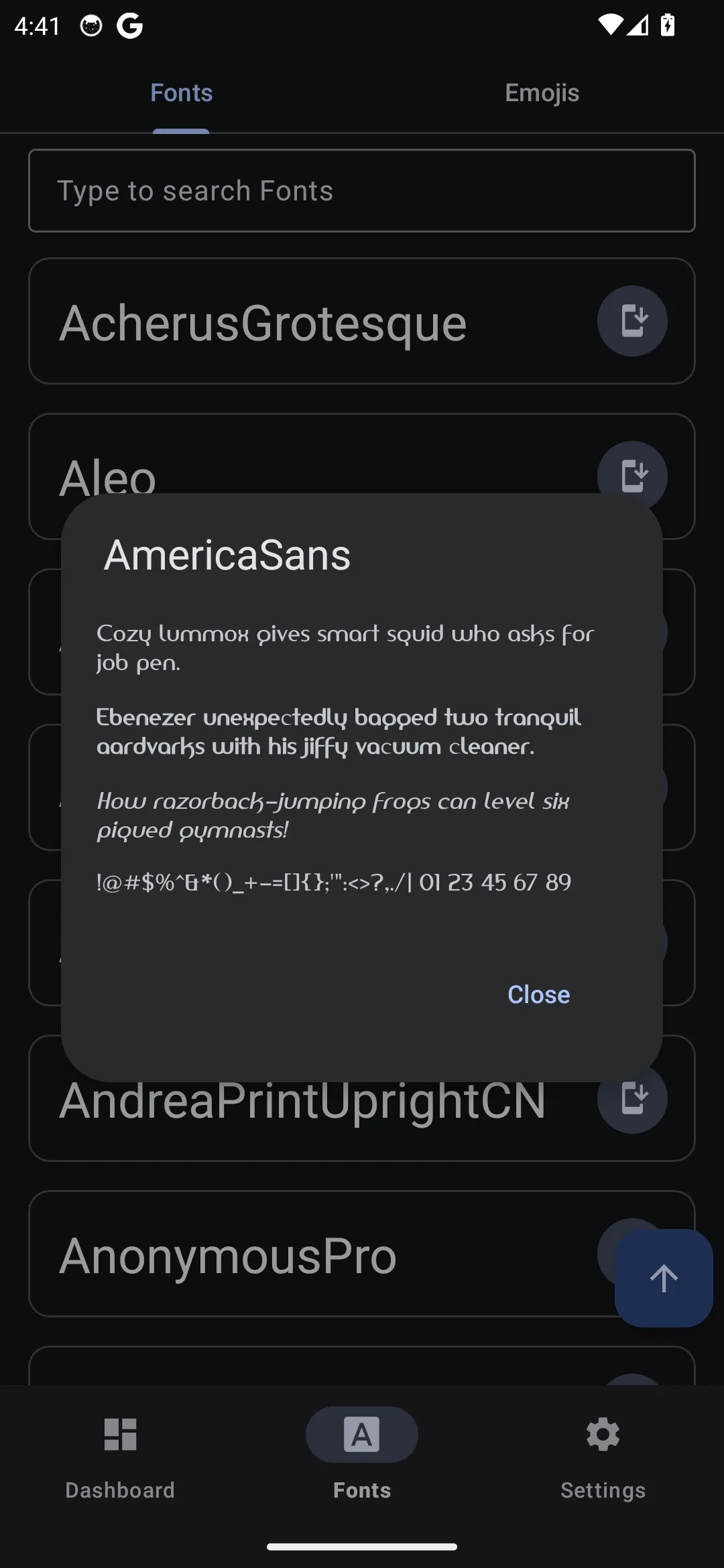 Font Manager | Indus Appstore | Screenshot