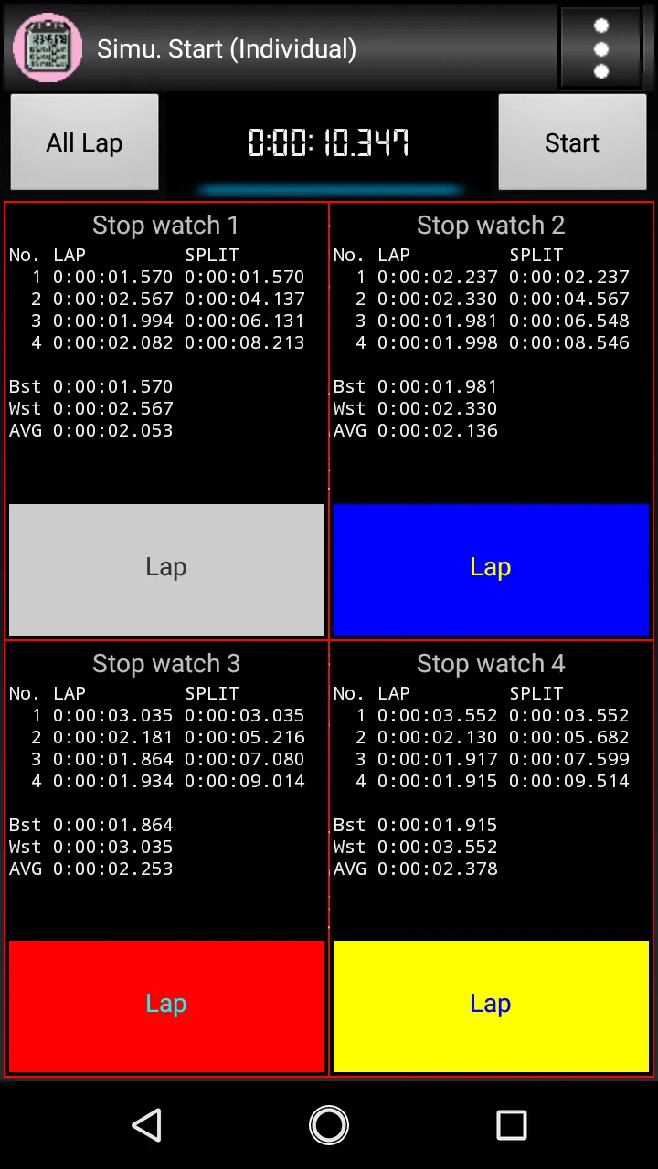 MultiStopwatchDX byNSDev | Indus Appstore | Screenshot