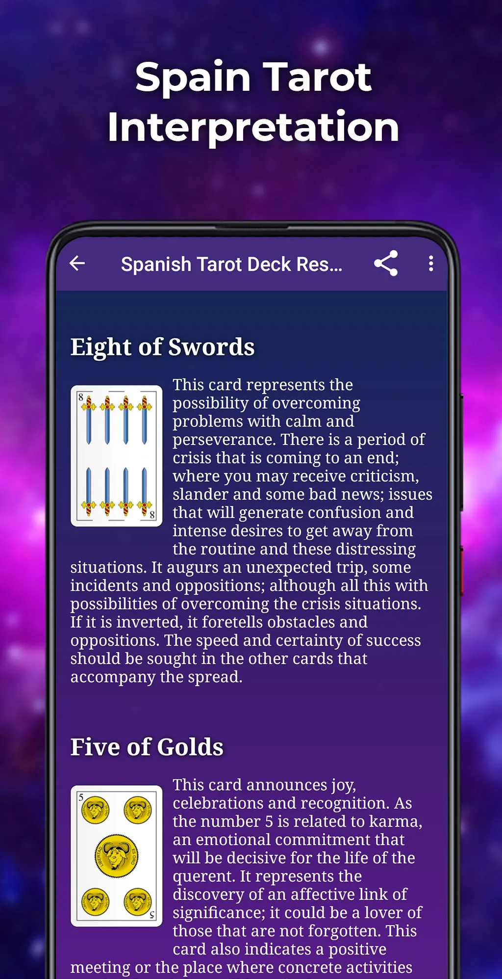 Tarot Spanish Deck - Reading | Indus Appstore | Screenshot