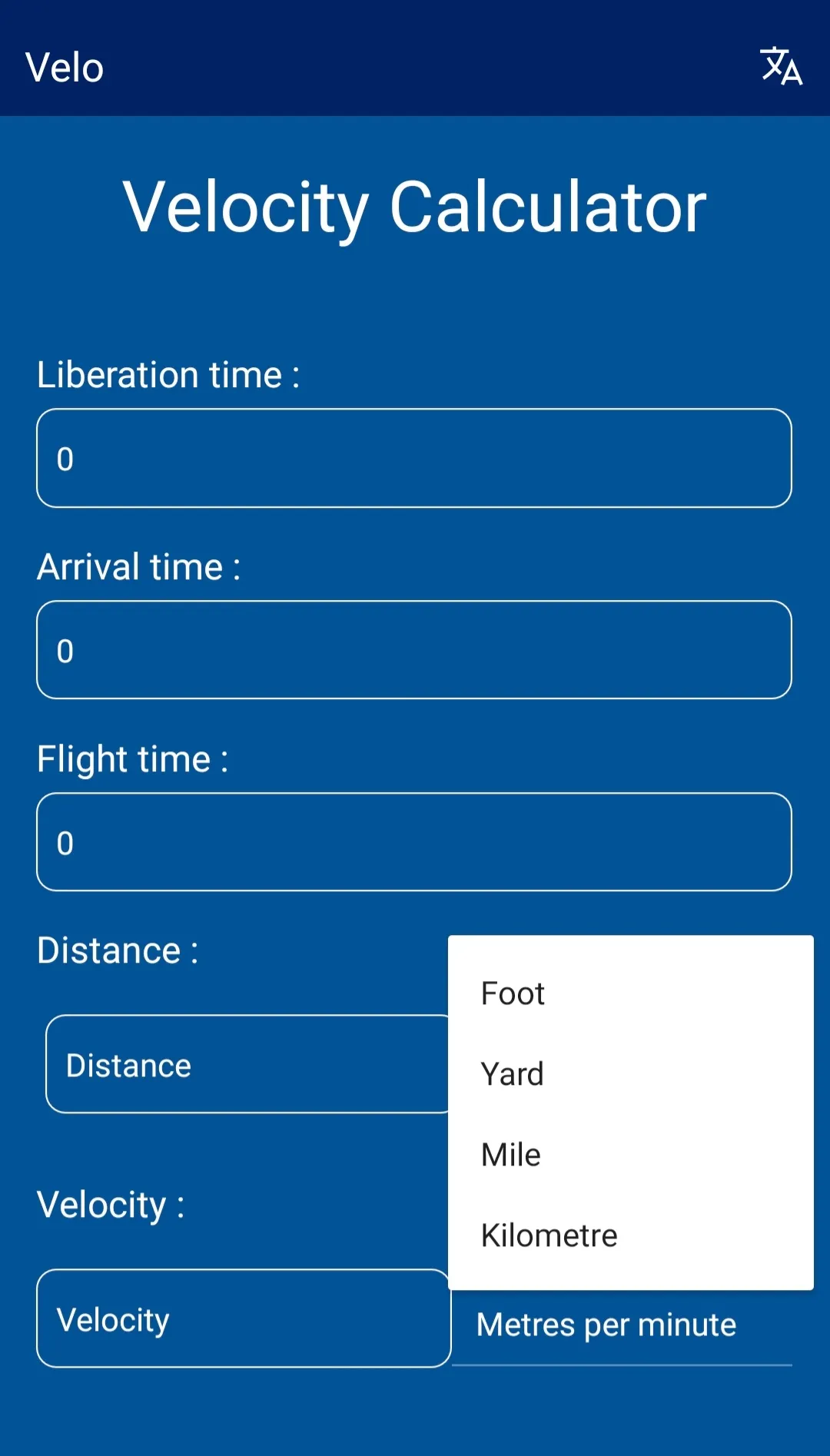 Pigeon Velocity Calculator | Indus Appstore | Screenshot