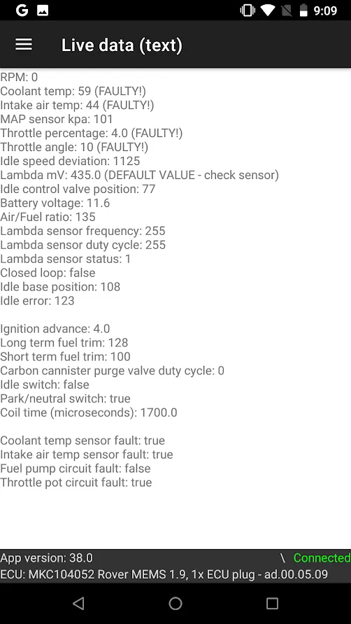 Rover MEMS ECU Diagnostic | Indus Appstore | Screenshot