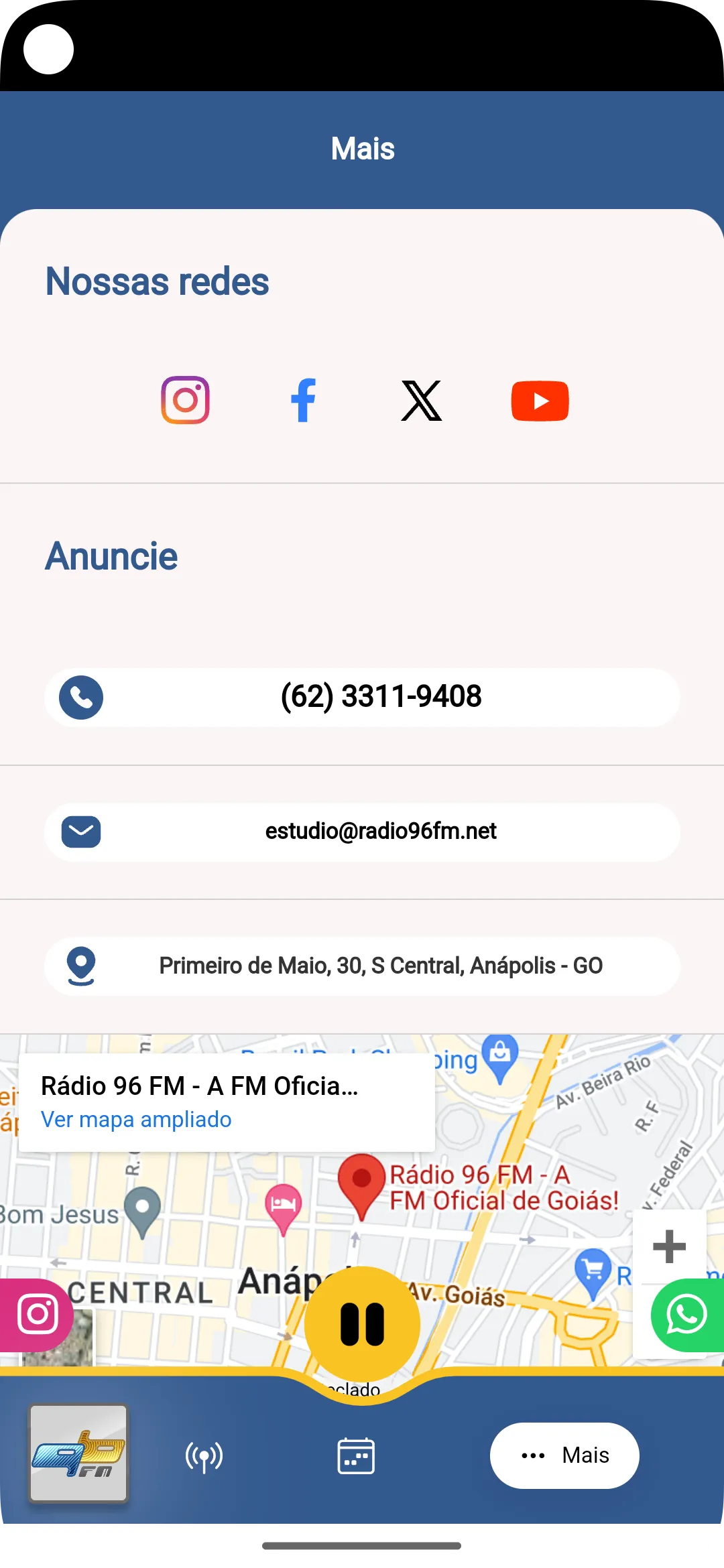 96 FM Anápolis | Indus Appstore | Screenshot