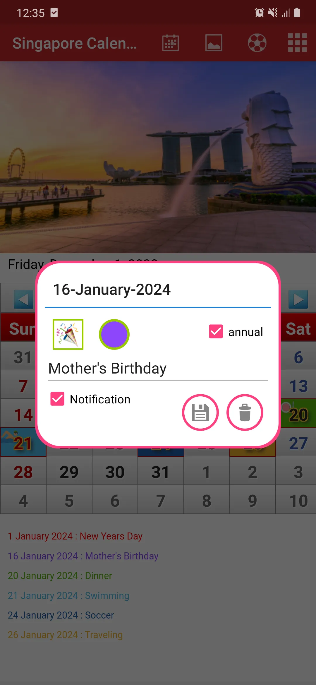 Singapore Calendar 2024 | Indus Appstore | Screenshot