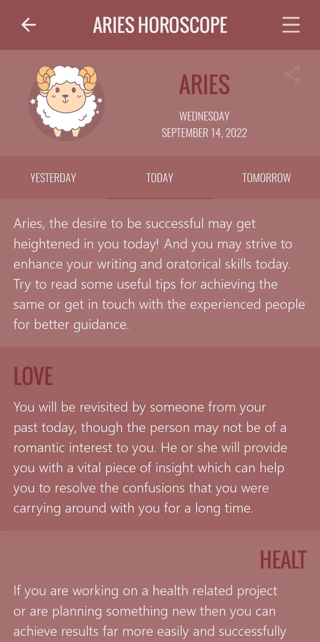 Aries Horoscope | Indus Appstore | Screenshot