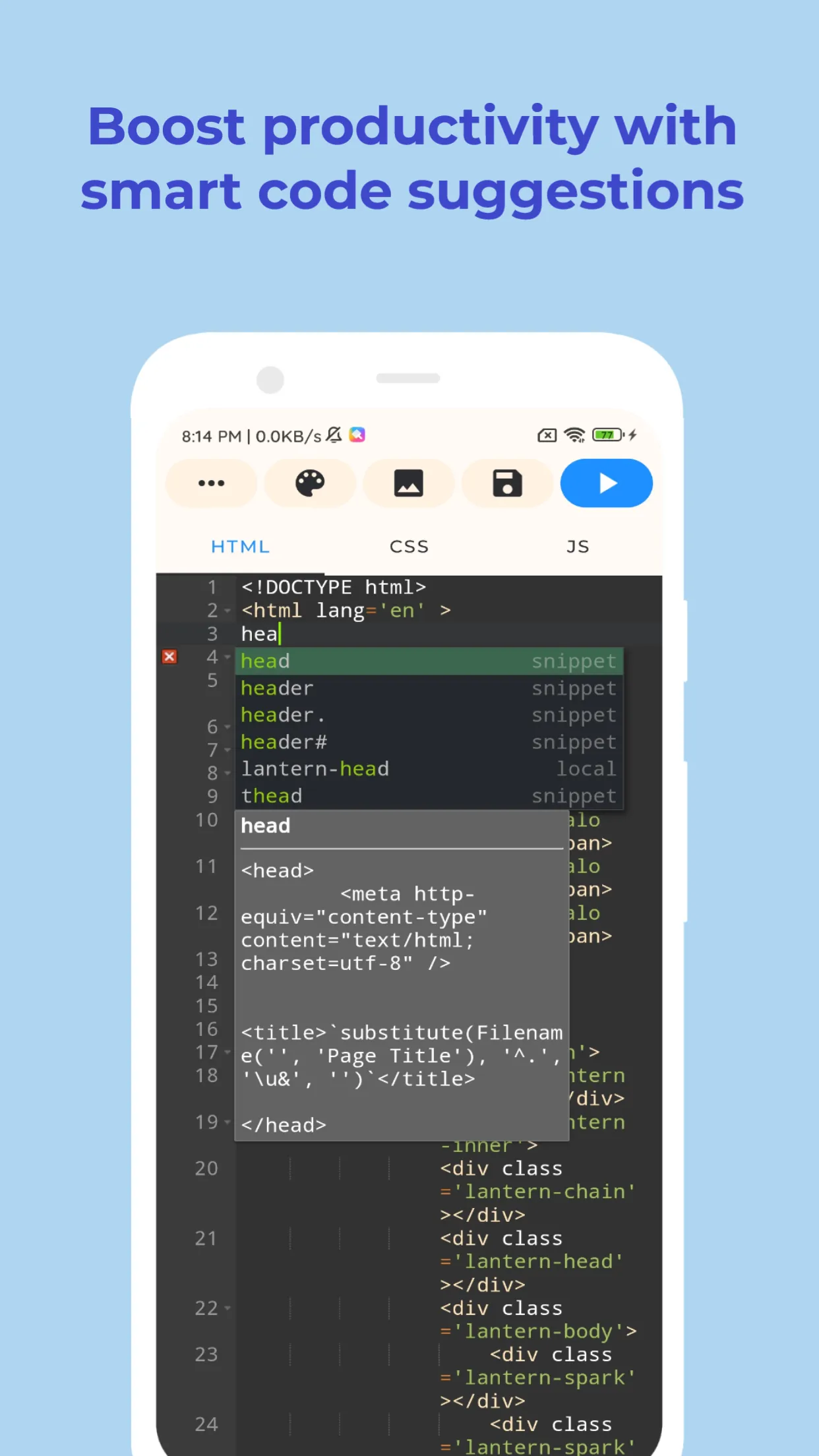 HTML Editor - HTML, CSS & JS | Indus Appstore | Screenshot