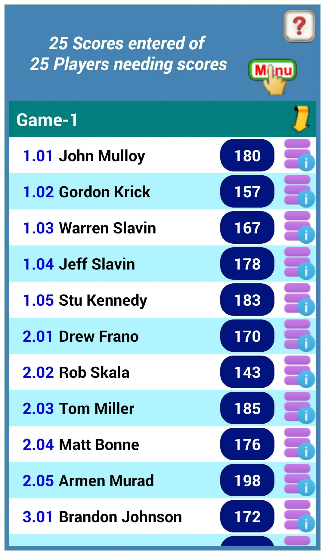 Bowling Brackets / Sidepots | Indus Appstore | Screenshot