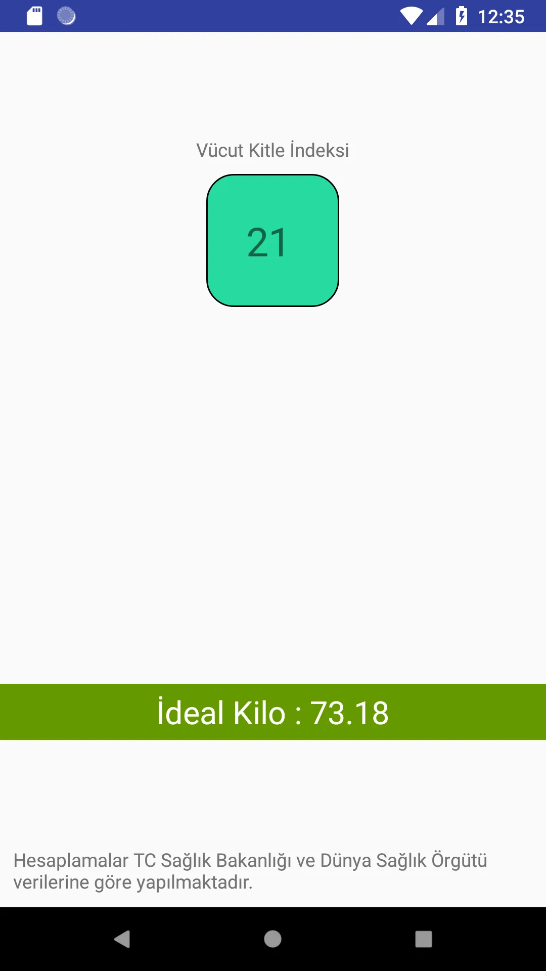 İdeal Kilo Hesapla | Indus Appstore | Screenshot