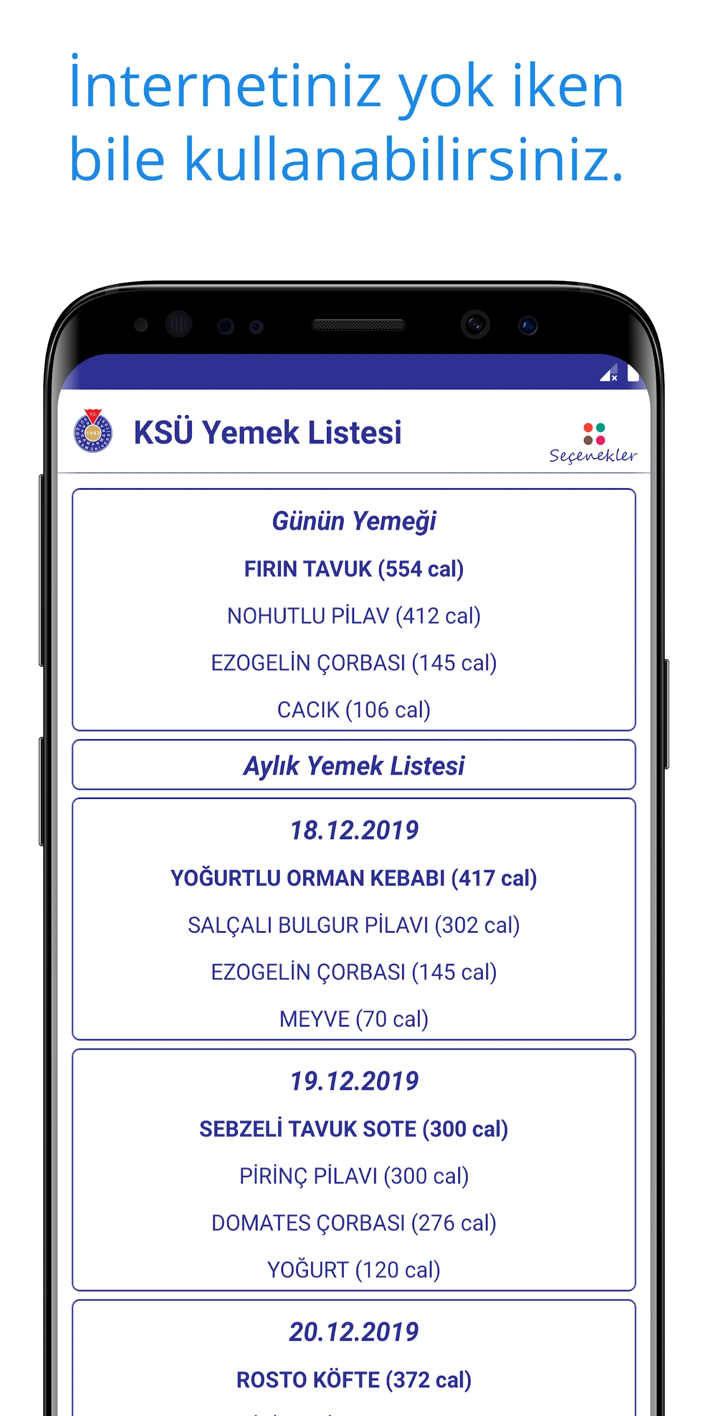 KSÜ Yemek Listesi(İnternetsiz) | Indus Appstore | Screenshot