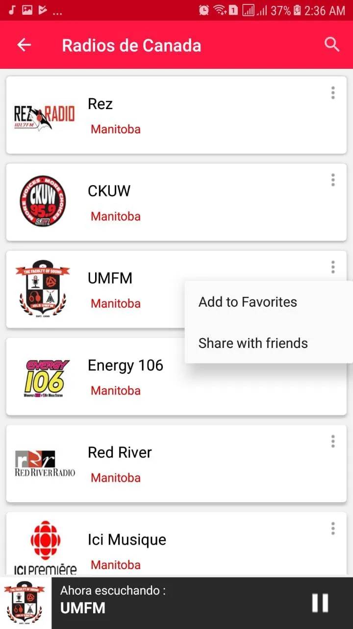 Canada Radio | Indus Appstore | Screenshot