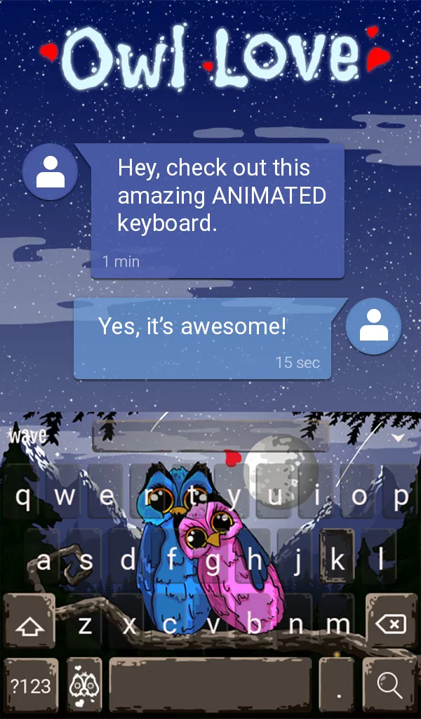 Owl Love Keyboard & Wallpaper | Indus Appstore | Screenshot