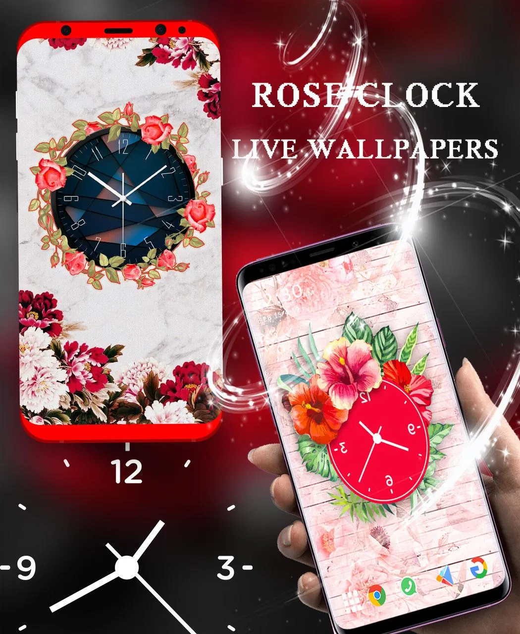 Rose Clock Live Rose Wallpaper | Indus Appstore | Screenshot