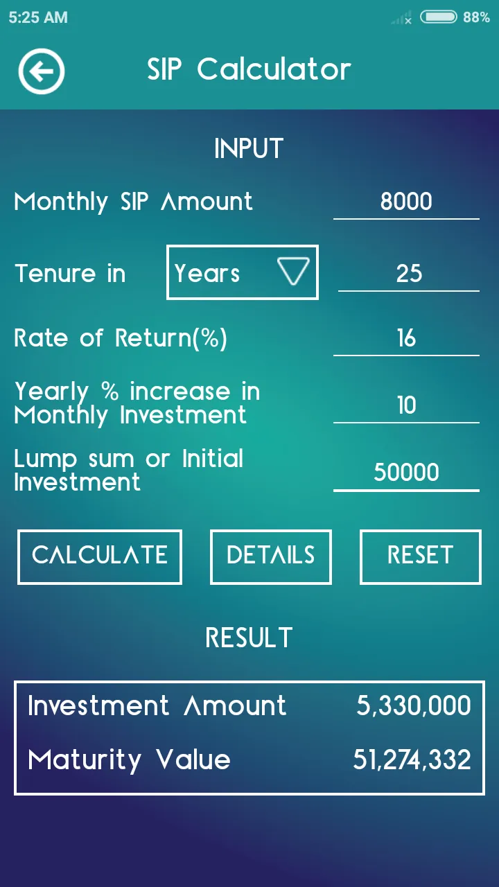 SIP Calculator Financial Plans | Indus Appstore | Screenshot