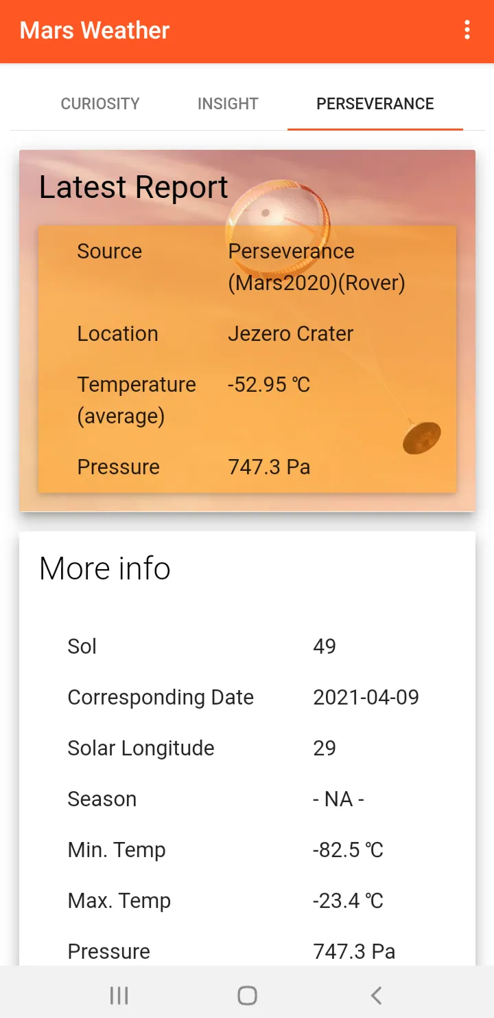 Mars Weather | Indus Appstore | Screenshot