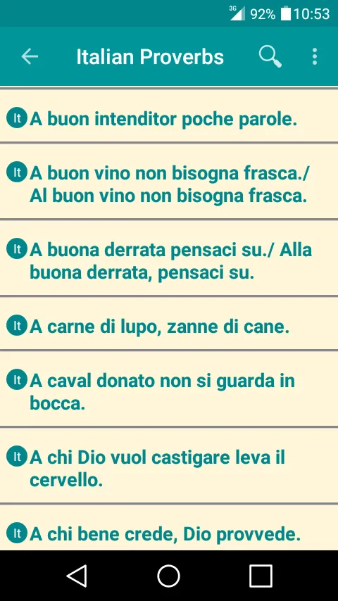 Italian-English Proverbs Dict. | Indus Appstore | Screenshot