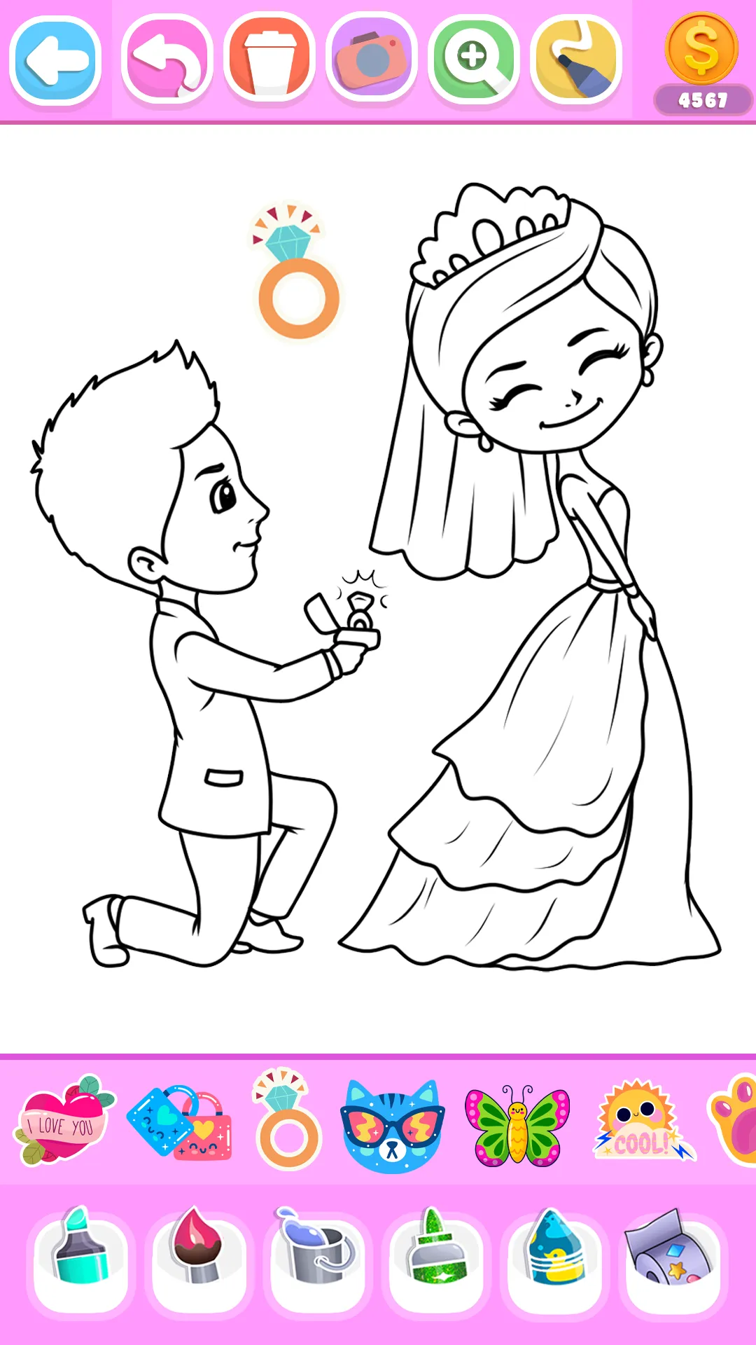 Princess Wedding Coloring Game | Indus Appstore | Screenshot