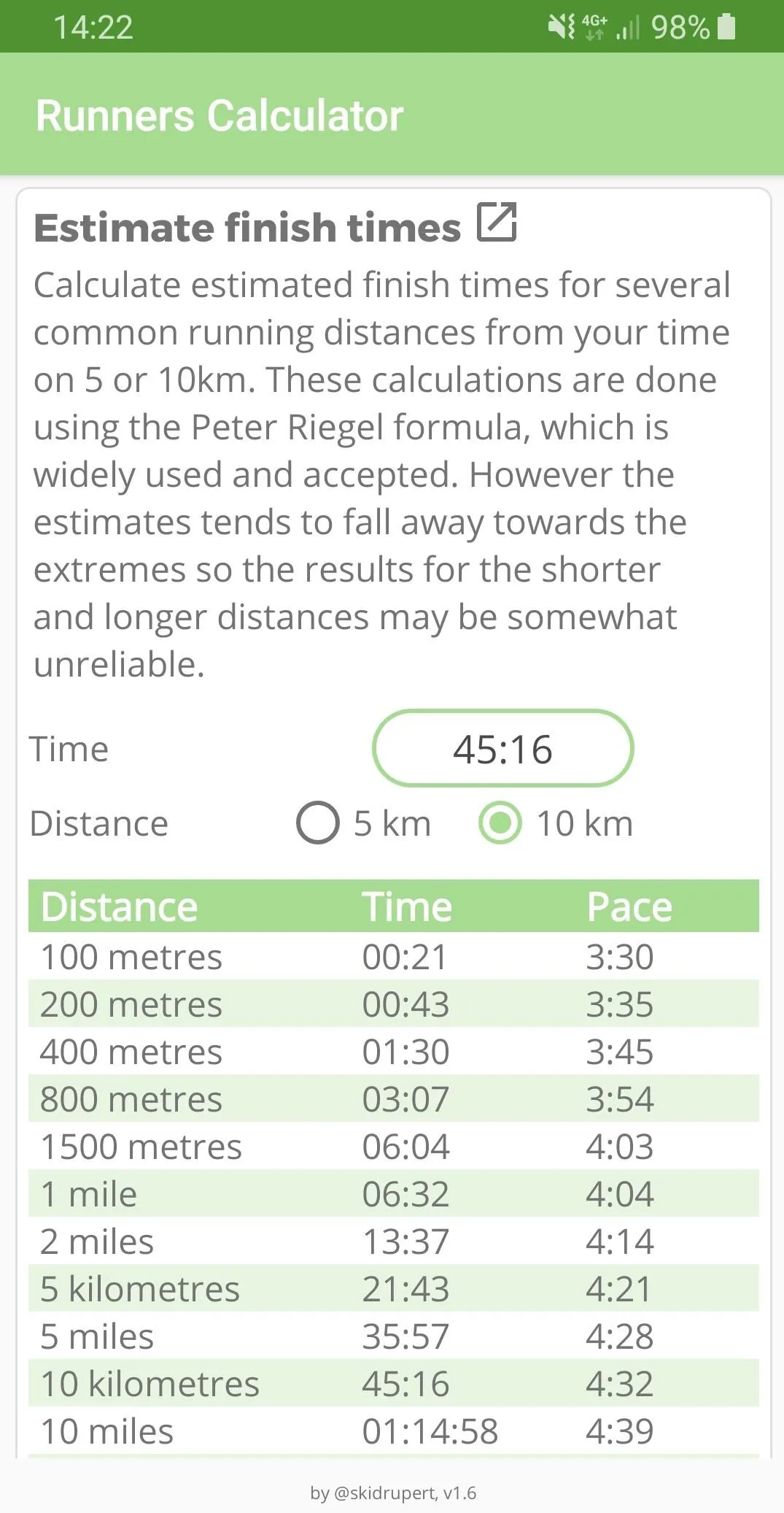 Runners Calculator | Indus Appstore | Screenshot