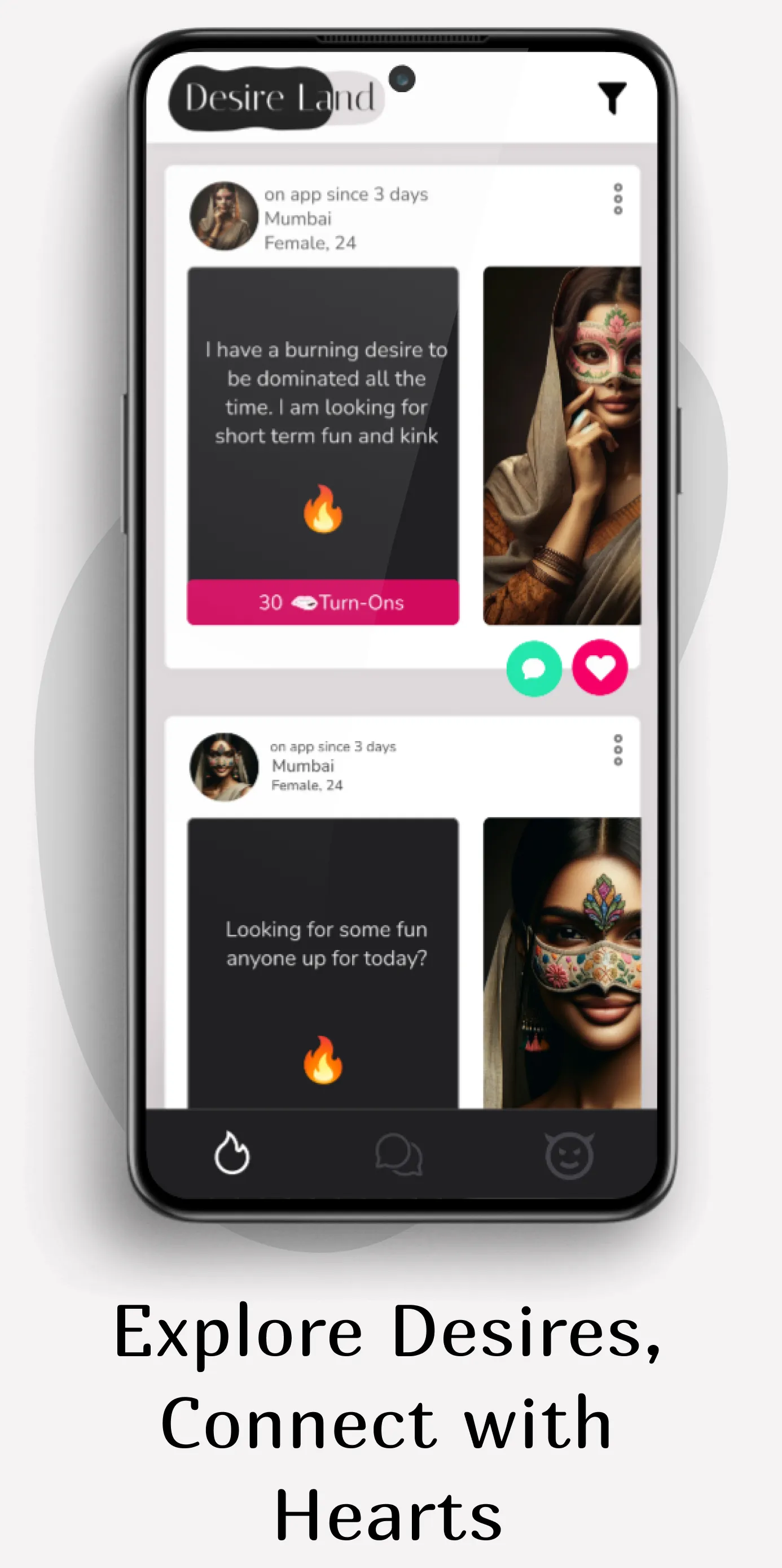 DesireLand : Anonymous Dating | Indus Appstore | Screenshot