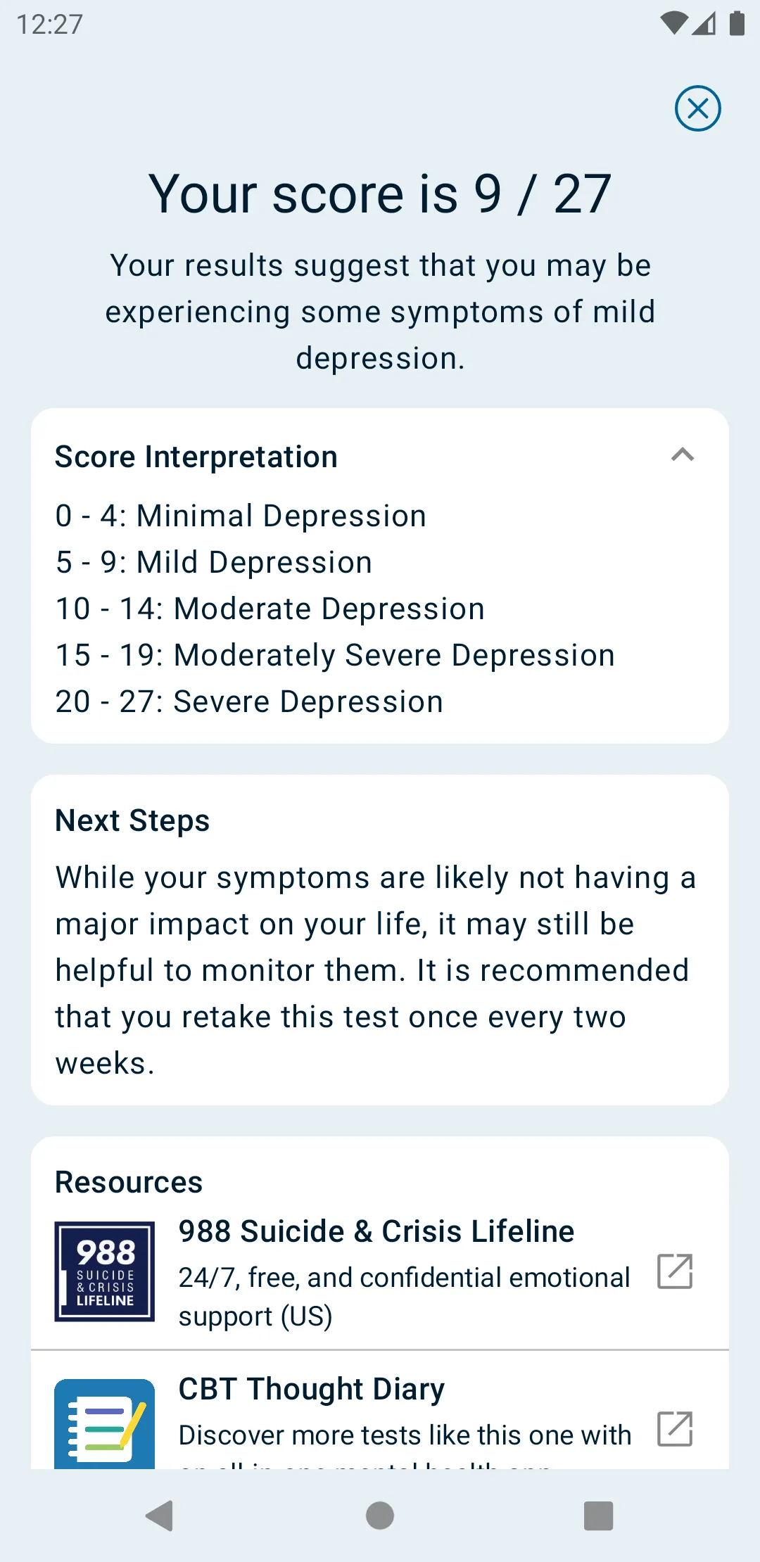 Depression Test | Indus Appstore | Screenshot