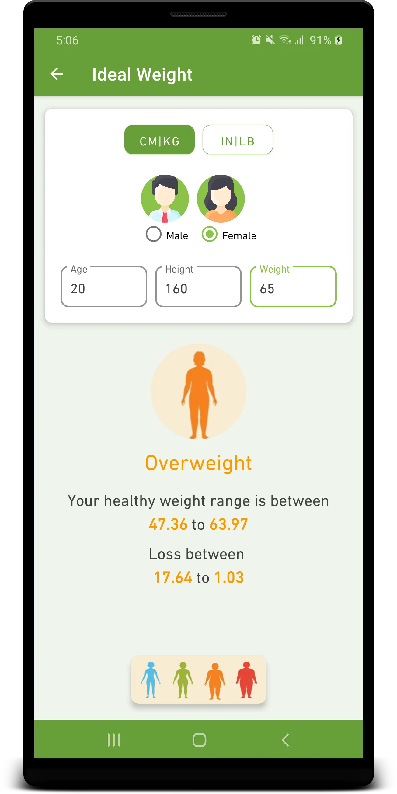 Ideal Weight Calculators | Indus Appstore | Screenshot