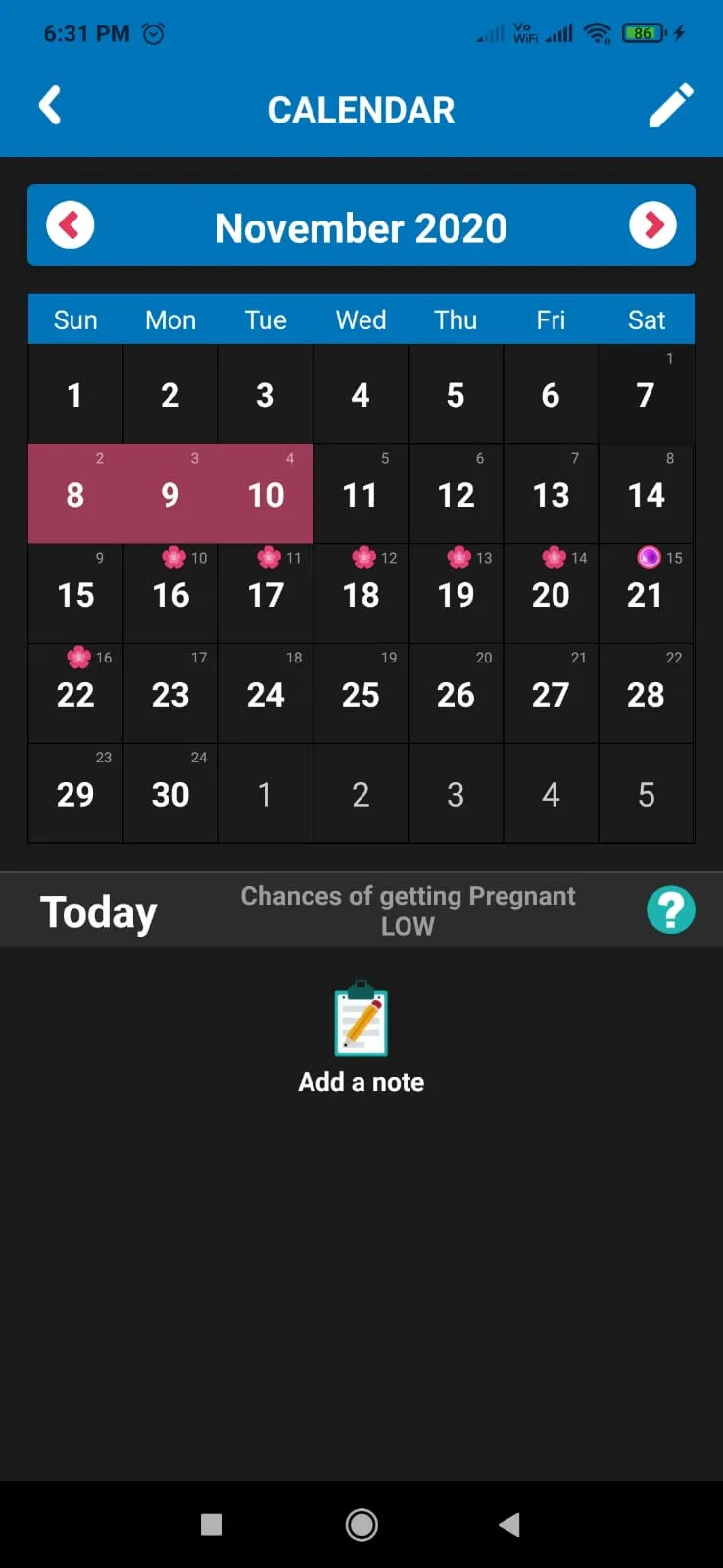 Periods tracker calendar | Indus Appstore | Screenshot