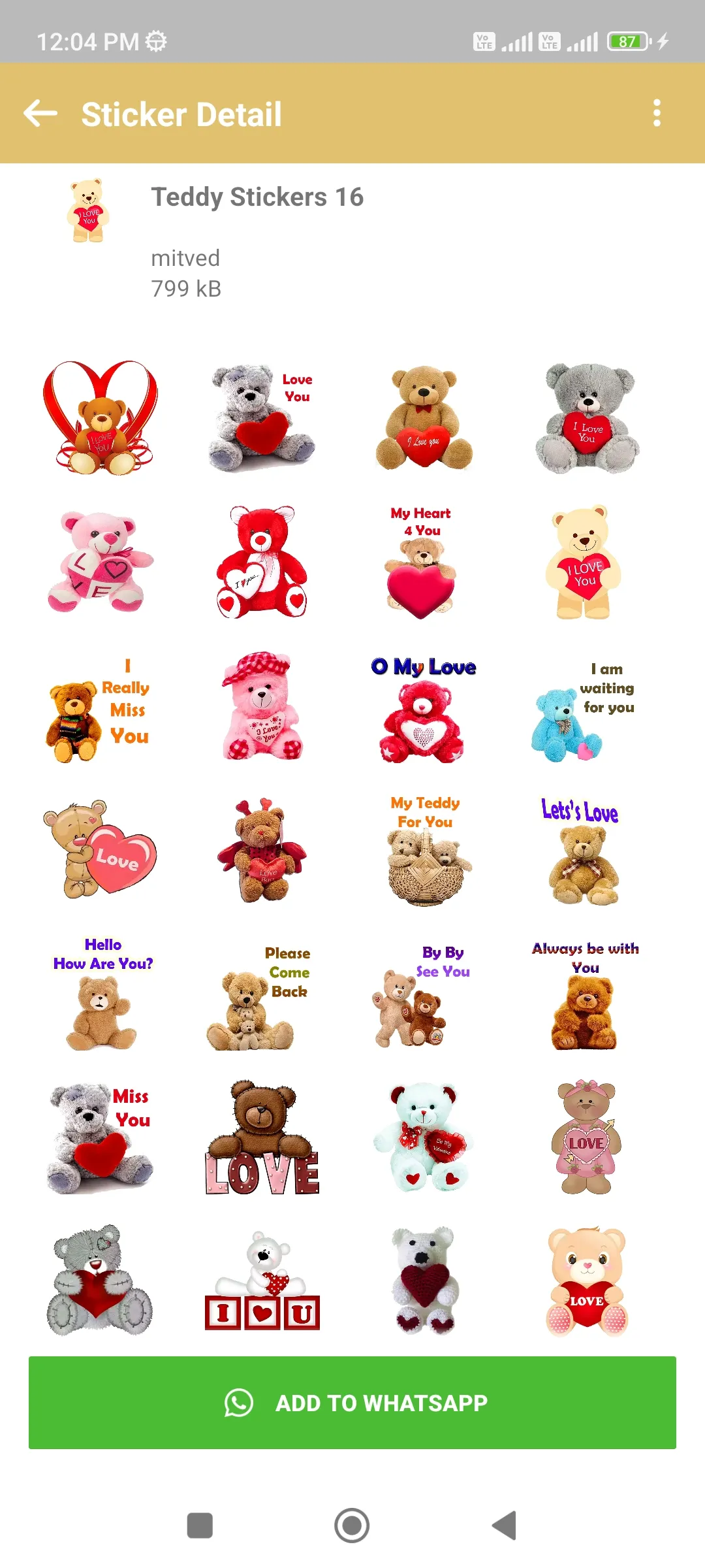 Teddy Bear Sticker - WASticker | Indus Appstore | Screenshot