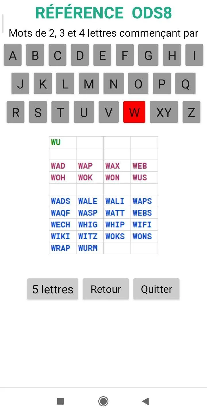 Mots scrabble 2 à 5 lettres | Indus Appstore | Screenshot